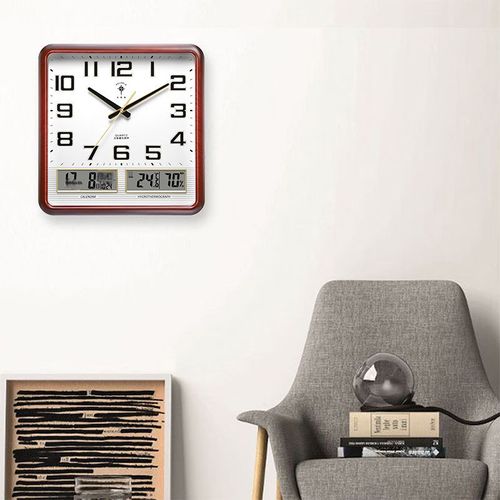 Reloj De Pared Polaris Abs Textura Madera Calendario Termómetro Higrómetro