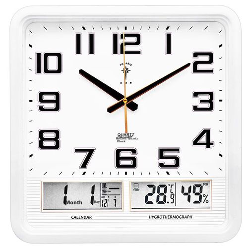Reloj De Pared Polaris 14" Blanco Calendario Termómetro Higrómetro
