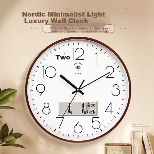 Reloj De Pared Polaris 35 Cm Café Calendario Perpetuo Temperatura