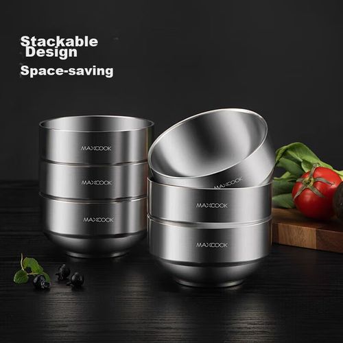 Juego De 2 Tazones Maxcook De Acero Inoxidable 304, Tazón Aislado De Doble Capa Para Sopa Y Fideos, 13 Cm, Mcwa615