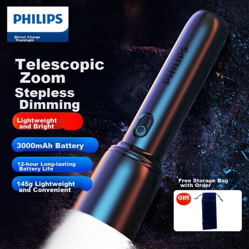 Linterna PHILIPS SFL1403 zoom ajustable USB Tipo-C para exteriores