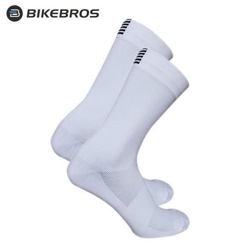 Calcetines deportivos BIKEBROS transpirables blancos media pantorrilla Unisex