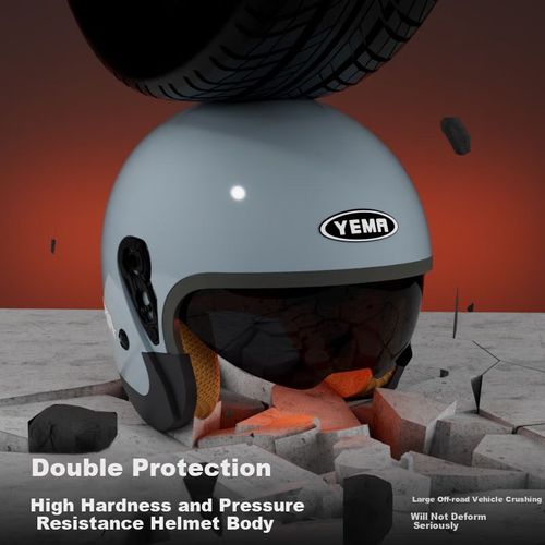 Casco para Moto Tipo 3/4 Wild Horse 661S Gris Plata Titanio Doble Lente Talla 4XL