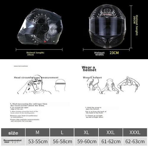 Casco para Moto Tipo Abatible Tank T270 Negro Mate Doble Lente Antiempañante XL