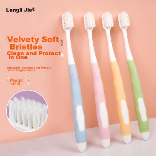 Cepillo de dientes Longlej cerdas suaves 4 piezas adultos