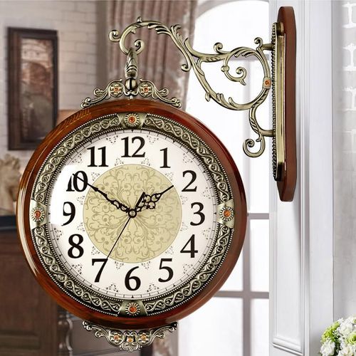Reloj de pared Hense doble cara cuarzo 45 cm marrón