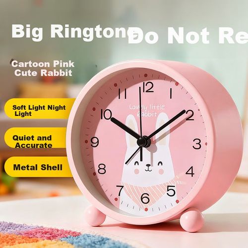 Reloj despertador Mazhi electrónico luz rosa conejito