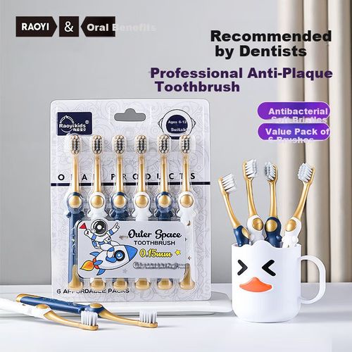 Cepillo de dientes RAOYI cerdas suaves 6 piezas niños 6-12 años
