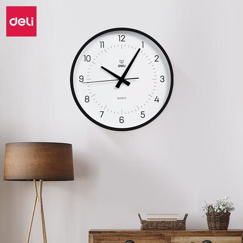 Reloj de pared Deli cuarzo 28 cm negro
