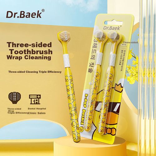 Cepillo de dientes DR.BAEK triple acción cerdas suaves paquete 2 piezas