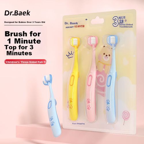 Cepillo de dientes DR.BAEK tres lados cerdas suaves 3-6 años