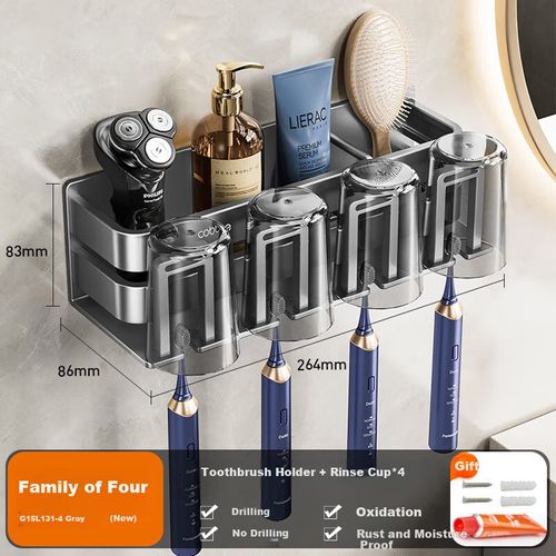 Organizador para cepillos Cobbe con ventosa para pared baño