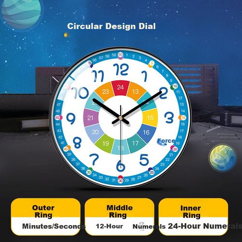 Reloj de pared BBA cuarzo infantil 30 cm negro