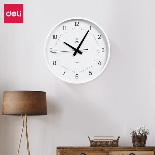 Reloj de pared Deli cuarzo 28 cm blanco