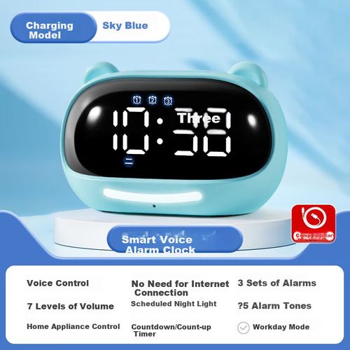 Reloj despertador Qite inteligente control voz recargable 3600 mAh