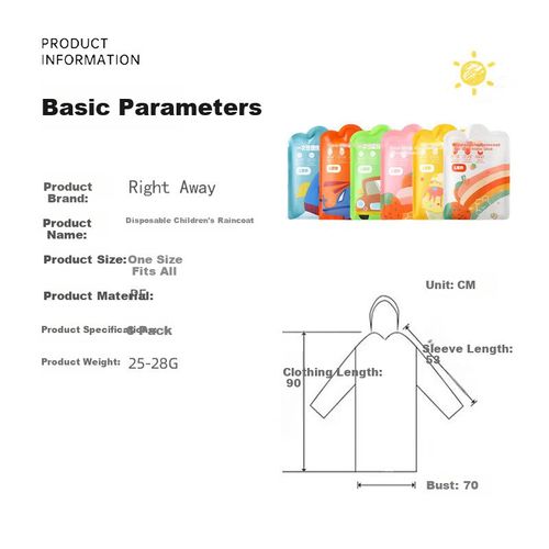 Poncho desechable Right Away polietileno talla única niños