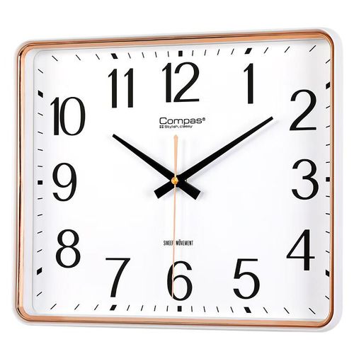Reloj de pared Compas cuarzo 35 cm blanco cuadrado