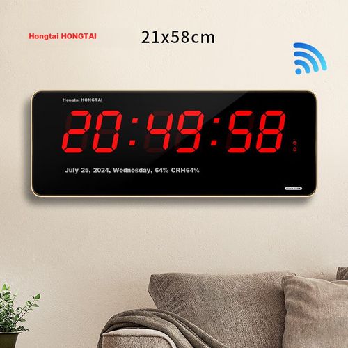 Reloj digital de pared HoTai con sensor luz WiFi rojo