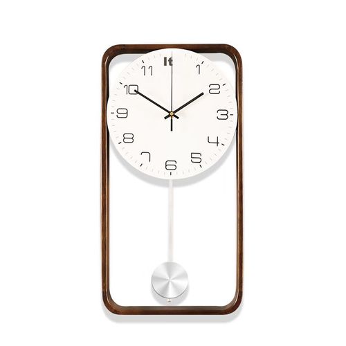 Reloj de pared Compas cuarzo madera nogal 9047
