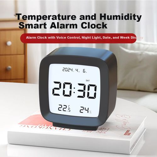 Reloj despertador Qite inteligente con temperatura y humedad pantalla