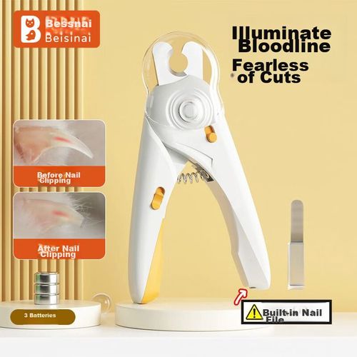 Cortaúñas Beisinai con luz LED para gatos y perros pequeños 15 cm