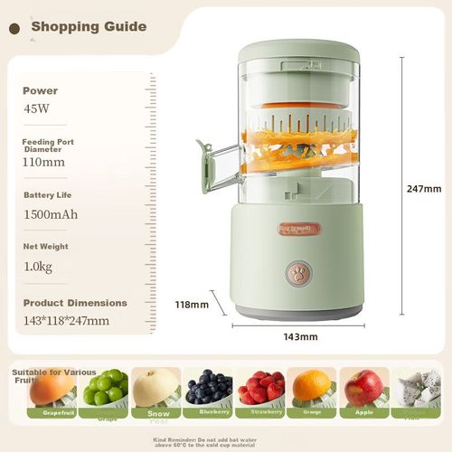 Exprimidor portátil Bear C45R3 400 ml inalámbrico prensado frío automático