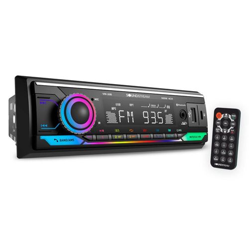 Autoestéreo 1 DIN Bluetooth Soundstream VM-20B USB AUX FM Iluminación RGB