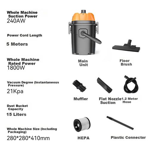Aspiradora Royalstar RS-XT212Z 15 Litros 1800W Seco-Húmedo