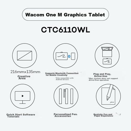 Tableta Gráfica Wacom One Mediana Blanca Bluetooth
