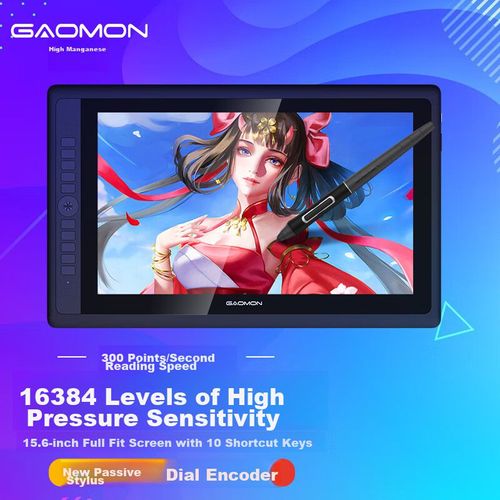 Tableta Gráfica GAOMON G16 Negra 15.6 Pulgadas Pantalla Laminada