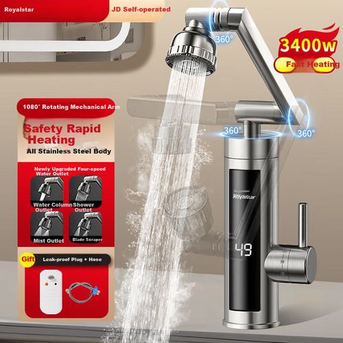 Grifo eléctrico Royalstar RB04D-34 agua fría y caliente acero inoxidable