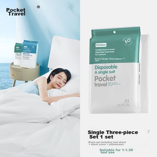 Juego de cama desechable Pocket Travel 3 piezas tela no tejida