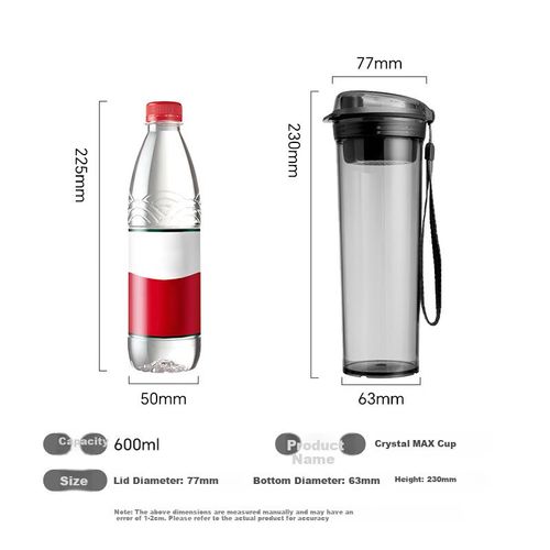 BOTELLA DE AGUA TUPPERWARE CRYSTAL WAVE MAX PLÁSTICO ÁMBAR NARANJA 600ML