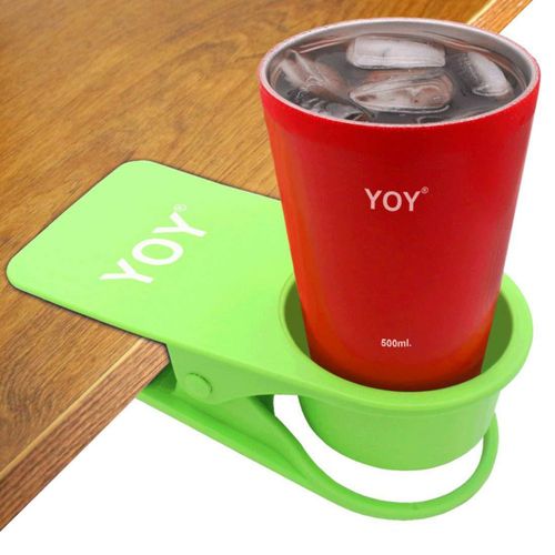 Portavasos con clip YOY Drink para mesa escritorio color verde