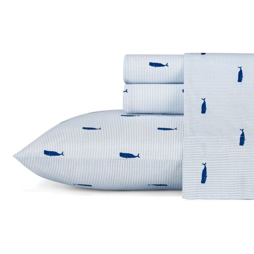 Juego de sábanas Nautica Twin 100% algodón percal color azul