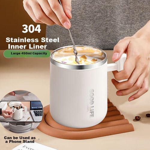 Taza Dipuer Acero Inoxidable 304 Doble Capa Blanco