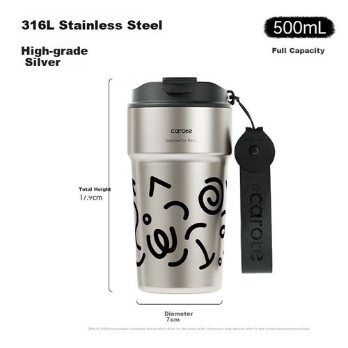 Taza térmica CaROTE 500 ml acero inoxidable plata