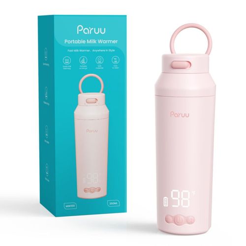 Calentador de botellas portátil Paruu para viajes con capacidad de 350 ml color rosa