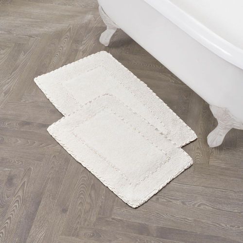 Set de alfombras de baño de algodón Laura Ashley Ivory 43x61 y 51x81 cm