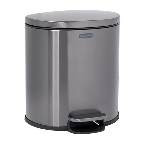 Bote de basura Rubbermaid de acero inoxidable de 6 litros con tapa color carbón