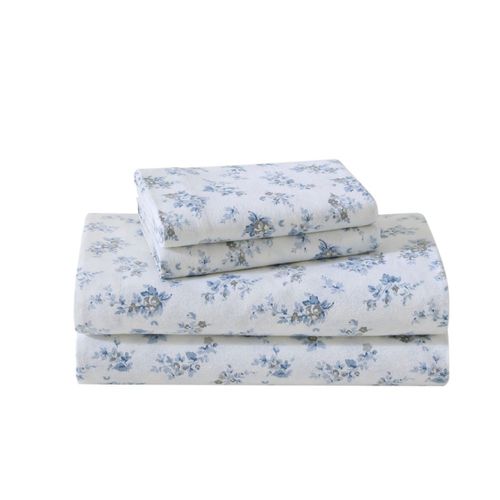 Juego de Sábanas Laura Ashley Franela de Algodón Audrey Azul King
