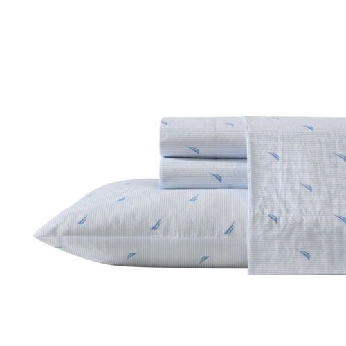 Juego de sábanas Nautica Twin XL 100% algodón percal rayas