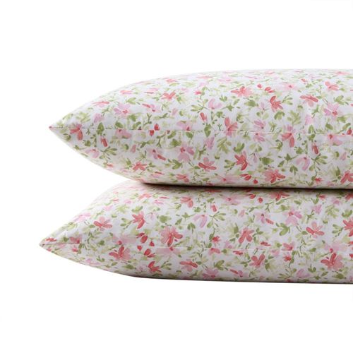 Juego de fundas de almohada Laura Ashley Norella de algodón percal rosa