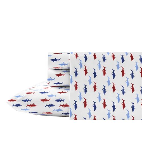 Juego de sábanas Nautica Twin Cotton Percale Costazul azul/rojo