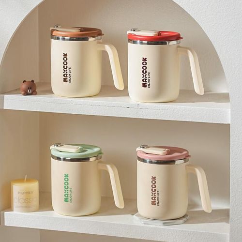 VASO TÉRMICO MAXCOOK DAILYTRAVEL ACERO INOXIDABLE 450 ML ROSA CEREZO