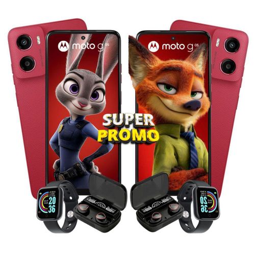 Combo 2 Moto G05 128GB 4GB Ram Rojos con Smartwatch y Audífonos inalámbricos