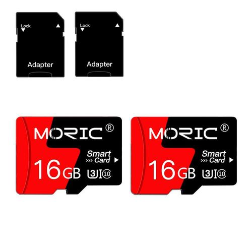 Tarjeta micro SD MORIC de 16 GB (paquete de 2) con adaptador de alta velocidad C10 A1