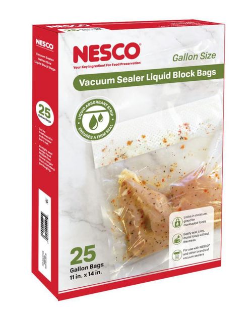 Bolsas selladoras al vacío NESCO Liquid Block de 11 x 14 pulgadas (paquete de 25)