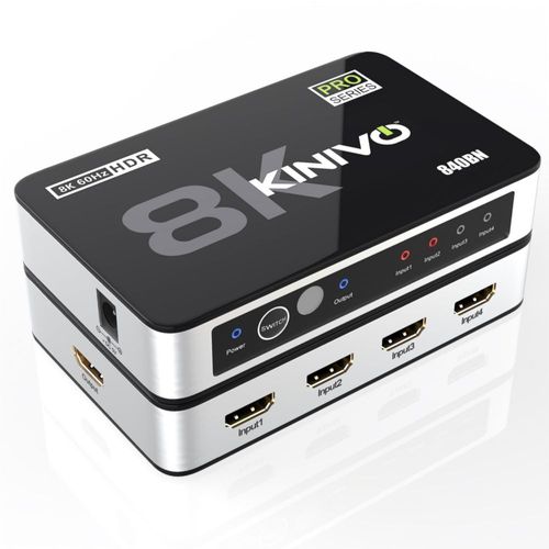 Conmutador HDMI Kinivo 8K 60 Hz 4x1 (hub HDMI 2.1 de 48 Gbps) - negro