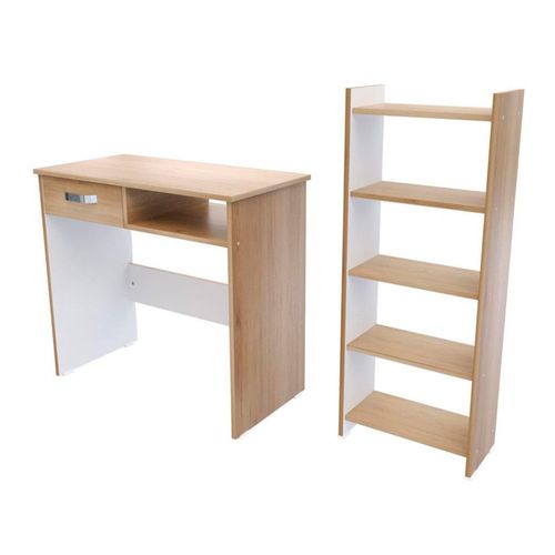 Combo Biblioteca + Escritorio Basic MADERKIT P00179CS-RO